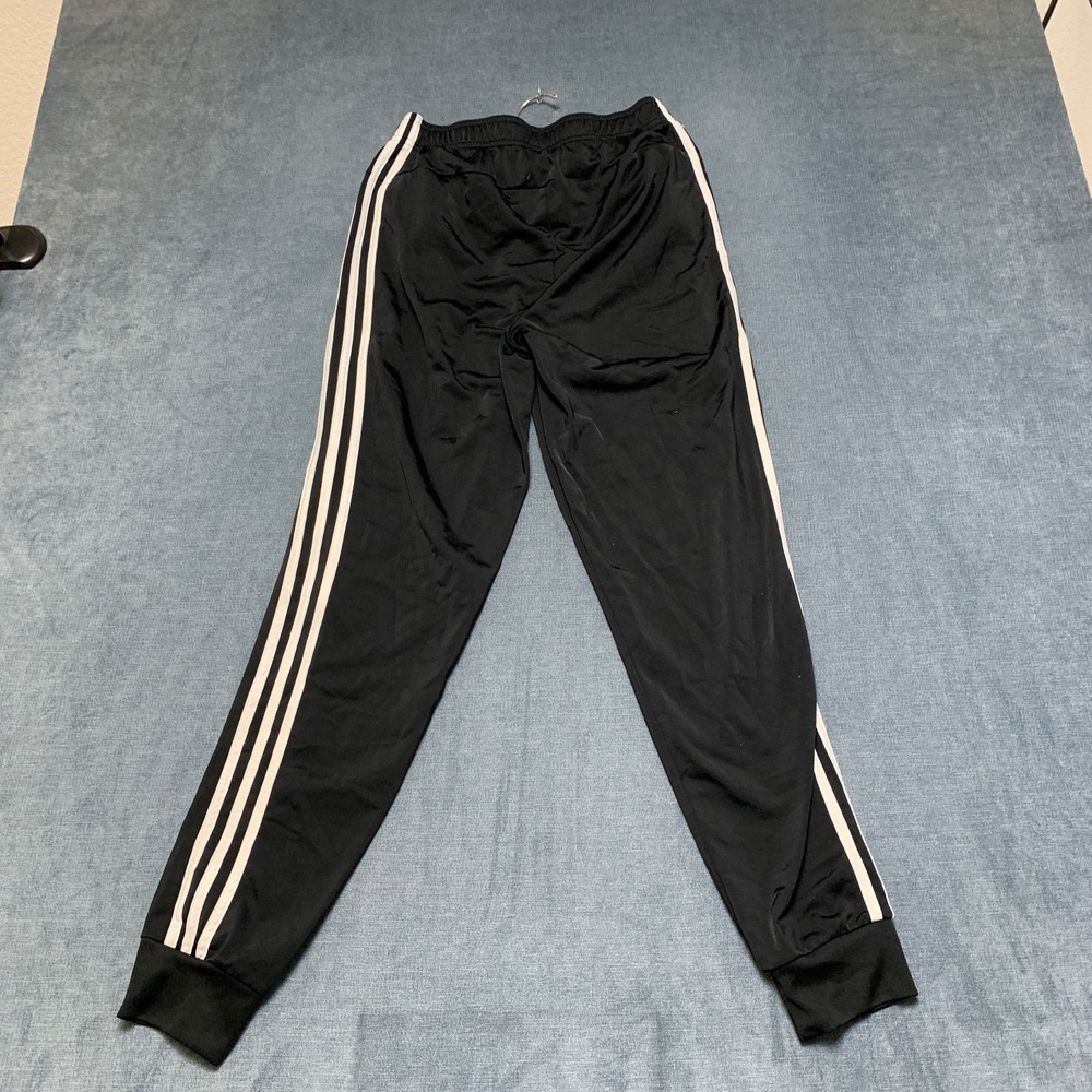 Adidas Track Pants Men's Small Black 3-Stripes Elastic Waist Logo Athletic